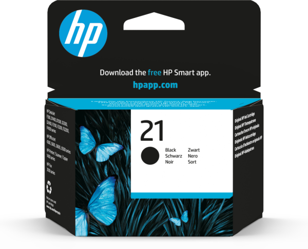 HP 21 Black Original Ink Cartridge cartucho de tinta 1 pieza(s) Rendimiento estándar