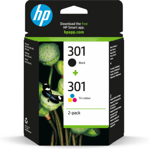 HP 301 2-pack Black/Tri-color Original Ink Cartridges cartucho de tinta 2 pieza(s) Rendimiento estándar Negro, Cian, Magenta, Amarillo