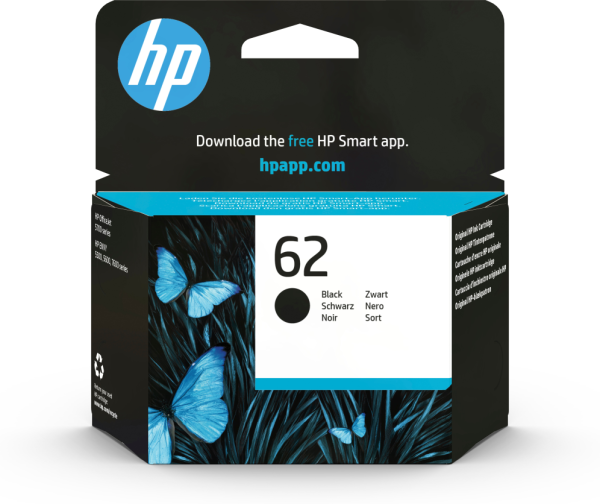 HP 62 Black Original Ink Cartridge cartucho de tinta 1 pieza(s) Rendimiento estándar