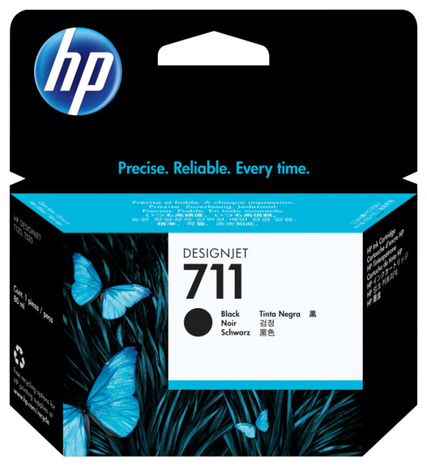 HP 711 80-ml Black DesignJet Ink Cartridge cartucho de tinta 1 pieza(s) Original Alto rendimiento (XL)