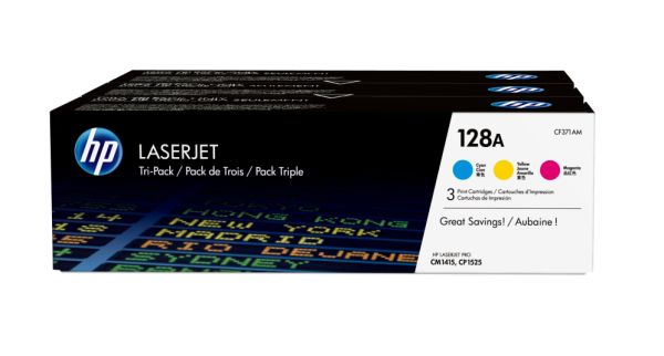 HP 128A 3-pack Cyan/Magenta/Yellow Original LaserJet Toner Cartridges cartucho de tóner 3 pieza(s) Cian, Magenta, Amarillo