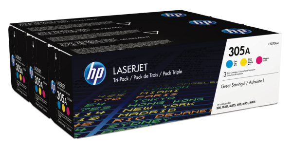 HP 305A 3-pack Cyan/Magenta/Yellow Original LaserJet Toner Cartridges cartucho de tóner 3 pieza(s) Cian, Magenta, Amarillo