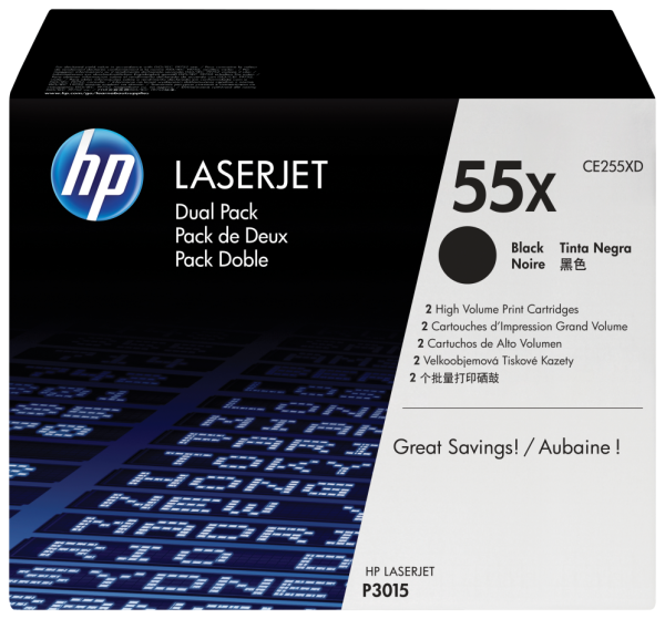 HP 55X 2-pack High Yield Black Original LaserJet Toner Cartridges cartucho de tóner 2 pieza(s)