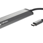 NATEC Fowler Slim Alámbrico USB 3.2 Gen 1 (3.1 Gen 1) Type-C Negro, Cromo