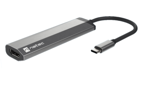 NATEC Fowler Slim Alámbrico USB 3.2 Gen 1 (3.1 Gen 1) Type-C Negro, Cromo