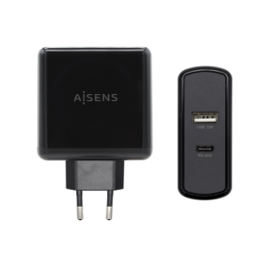 AISENS ASCH-2PD45A-BK cargador de dispositivo móvil GPS, Mando para videojuegos, MP3, MP4, Teléfono móvil, Portátil, Smartphone, Tableta Negro Corriente alterna Carga rápida Interior