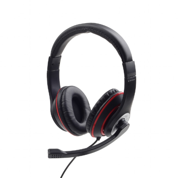 Gembird MHS-03-BKRD auricular y casco Auriculares Alámbrico Diadema Juego Negro, Rojo