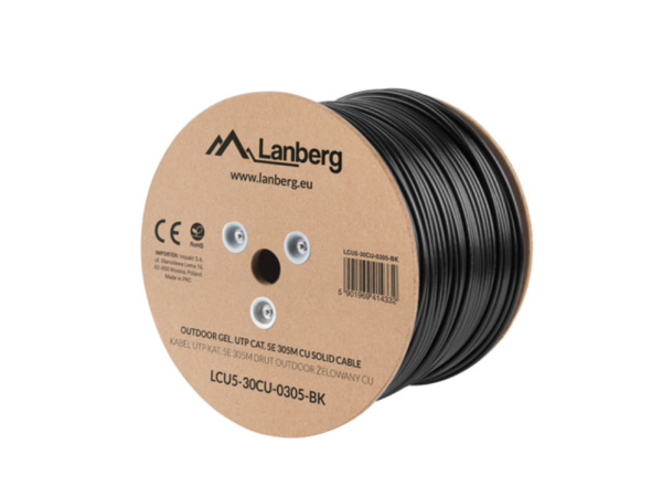 Lanberg LCU5-30CU-0305-BK cable de red Negro 305 m Cat5e U/UTP (UTP)