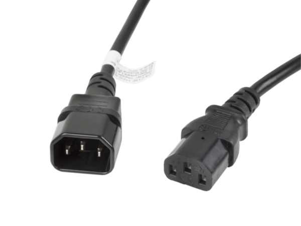 Lanberg CA-C13E-11CC-0030-BK cable de transmisión Negro 3 m C13 acoplador C14 acoplador