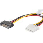 Lanberg CA-SAHD-10CU-0015 cable de SATA 0,15 m Molex (4-pin) SATA de 15 pines Negro, Rojo, Amarillo