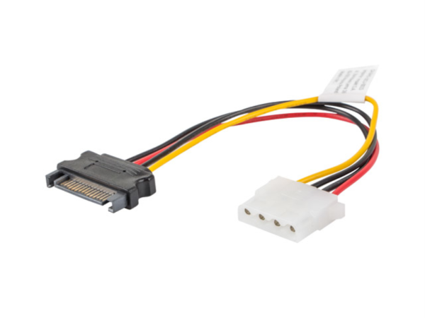 Lanberg CA-SAHD-10CU-0015 cable de SATA 0,15 m Molex (4-pin) SATA de 15 pines Negro, Rojo, Amarillo