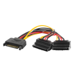 Lanberg CA-SASA-10CU-0015 cable de SATA 0,15 m SATA de 15 pines 2 x SATA de 15 pines Negro, Rojo, Amarillo