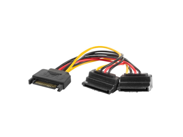 Lanberg CA-SASA-10CU-0015 cable de SATA 0,15 m SATA de 15 pines 2 x SATA de 15 pines Negro, Rojo, Amarillo