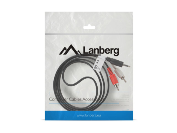 Lanberg CA-MJRC-10CC-0015-BK cable de audio 1,5 m 3,5mm 2 x RCA Negro