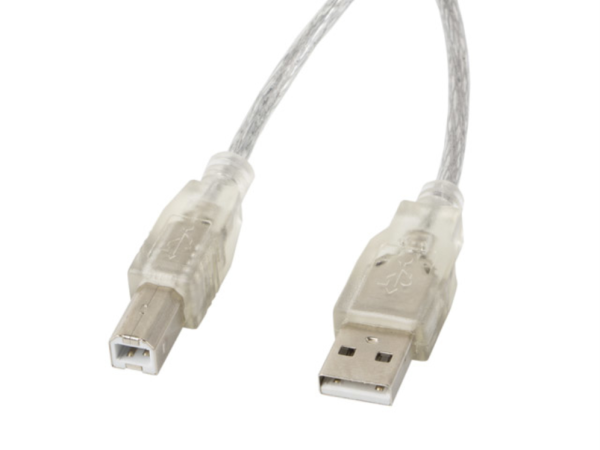 Lanberg CA-USBA-12CC-0030-TR cable USB USB 2.0 3 m USB B Transparente