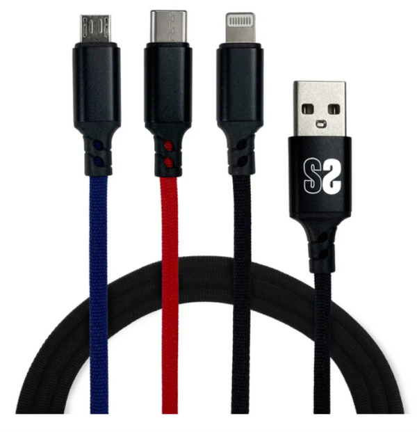 SUBBLIM SUB-CAB-3IN101 cable USB USB 3.2 Gen 1 (3.1 Gen 1) 1 m USB A USB C/Micro-USB B/Lightning Negro, Azul, Rojo