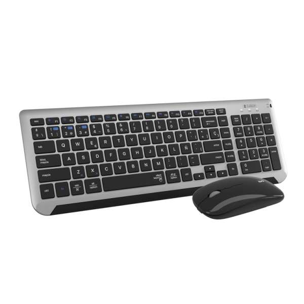 SUBBLIM SUBKBC-DCEP20 teclado Ratón incluido Universal RF Wireless + Bluetooth QWERTY Español Negro, Gris