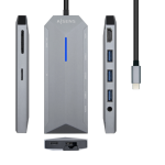 AISENS ASUC-9P001-GR base para portátil y replicador de puertos Alámbrico Thunderbolt 3