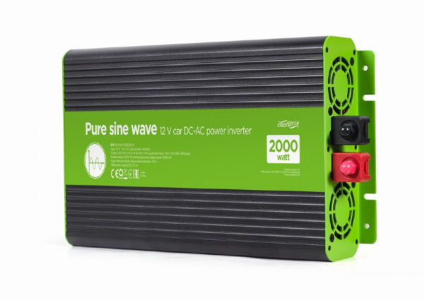 EnerGenie EG-PWC-PS2000-01 adaptador e inversor de corriente Auto 2000 W Negro, Verde