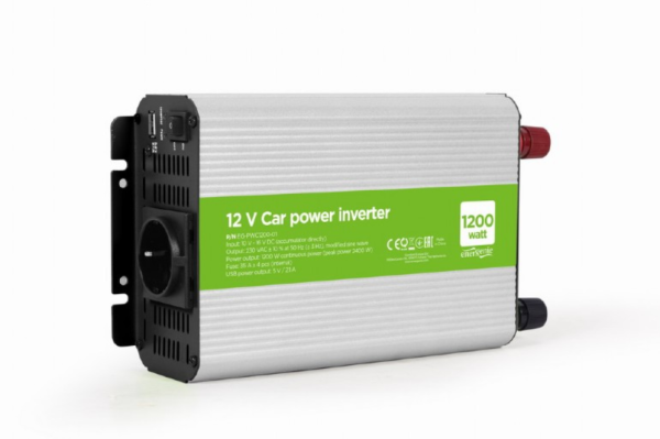 Gembird EG-PWC1200-01 adaptador e inversor de corriente Auto 1200 W Gris