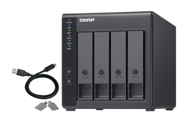 QNAP TR-004 caja para disco duro externo Carcasa de disco duro/SSD Negro 2.5/3.5"