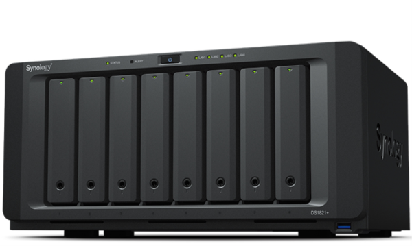 Synology DiskStation DS1821+ servidor de almacenamiento NAS Torre Ryzen Embedded V1500B 4 GB DDR4 0 TB DiskStation Manager Negro