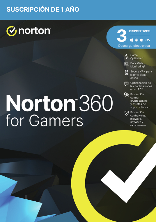 NortonLifeLock 360 for Gamers Seguridad de antivirus Base Español 1 licencia(s) 1 año(s)