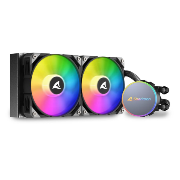 Sharkoon S70 rgb Carcasa del ordenador, Procesador Sistema de refrigeración líquida todo en uno 12 cm Negro 1 pieza(s)