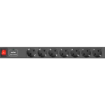 Lanberg PDU-07F-0200-IEC-BK unidad de distribución de energía (PDU) 7 salidas AC 1U Negro