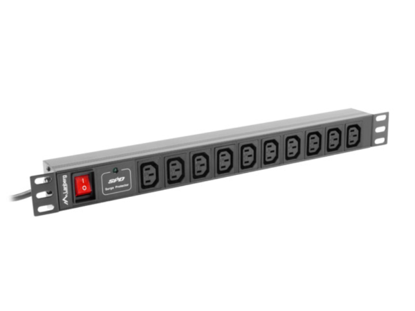 Lanberg PDU-10I-0200-IEC-BK unidad de distribución de energía (PDU) 10 salidas AC 1U Negro