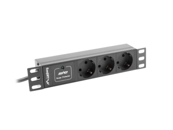 Lanberg PDU-03F-0200-BK unidad de distribución de energía (PDU) 3 salidas AC 1U Negro