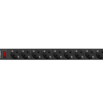 Lanberg PDU-09F-0300-BK unidad de distribución de energía (PDU) 9 salidas AC 1U Negro, Gris