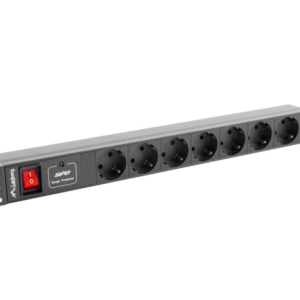 Lanberg PDU-07F-0200-BK unidad de distribución de energía (PDU) 7 salidas AC 1U Negro