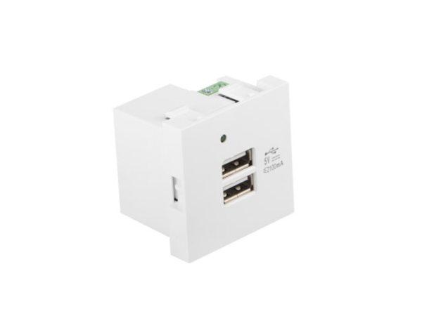 Lanberg AC-4545-2XUSB2.1-W toma de corriente 2x USB Blanco