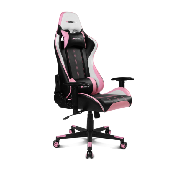 DRIFT DR175PINK silla para videojuegos Silla para videojuegos universal Asiento acolchado Rosa, Negro, Blanco