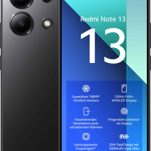 Xiaomi Redmi Note 13 16,9 cm (6.67") Ranura híbrida Dual SIM Android 13 4G USB Tipo C 8 GB 256 GB 5000 mAh Negro