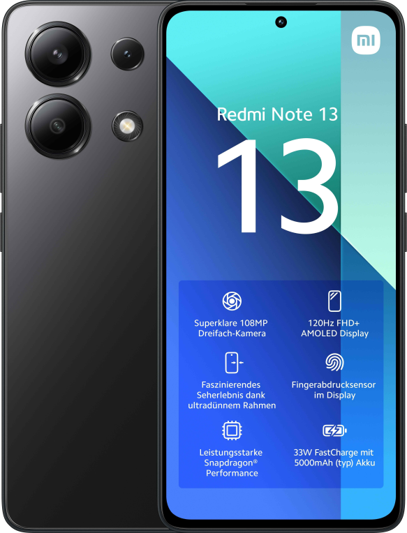 Xiaomi Redmi Note 13 16,9 cm (6.67") Ranura híbrida Dual SIM Android 13 4G USB Tipo C 8 GB 256 GB 5000 mAh Negro