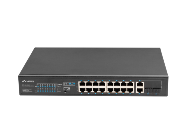 Lanberg RSFE-16P-2C-150 switch No administrado Gigabit Ethernet (10/100/1000) Energía sobre Ethernet (PoE) 1U Negro