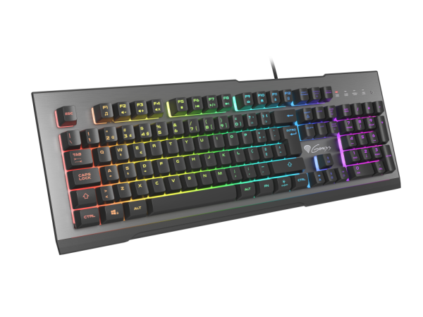 GENESIS Rhod 500 RGB teclado Juego USB QWERTY Portugués Negro, Plata