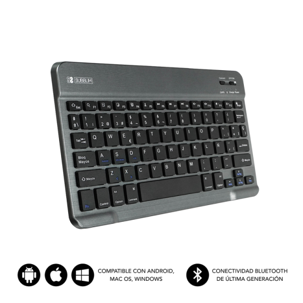 teclado-tablet-subblim-smart-bt-keyboard-grey.png SUBBLIM TECLADO SMART BLUETOOTH GREY QWERTY Español Negro, Gris