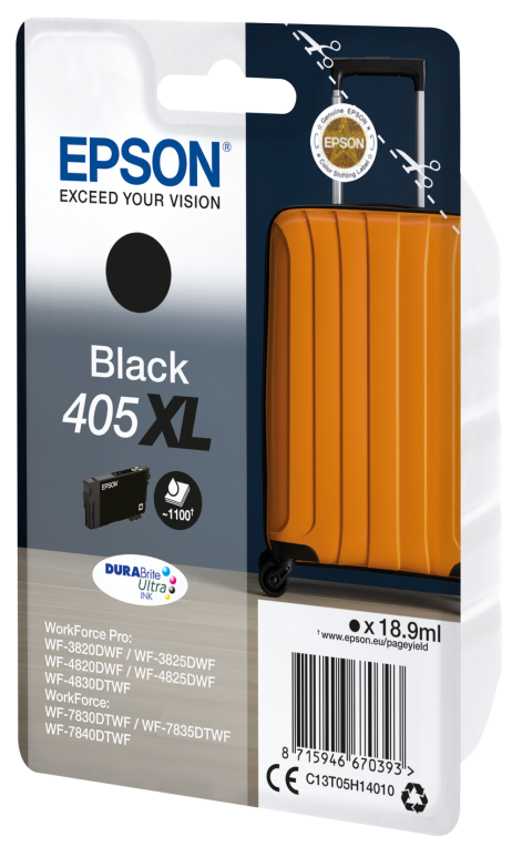 Epson 405XL DURABrite Ultra Ink cartucho de tinta 1 pieza(s) Original Alto rendimiento (XL) Negro