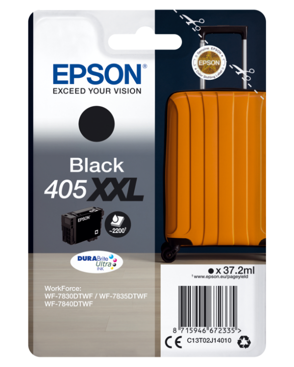 Epson 405XXL DURABrite Ultra Ink cartucho de tinta 1 pieza(s) Original Extra (Súper) alto rendimiento Negro