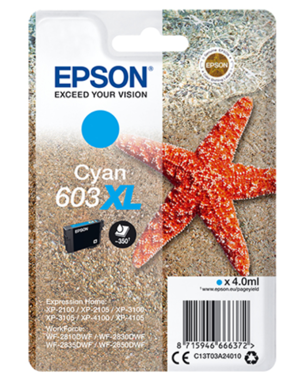 Epson C13T03A24010 cartucho de tinta 1 pieza(s) Original Alto rendimiento (XL) Cian