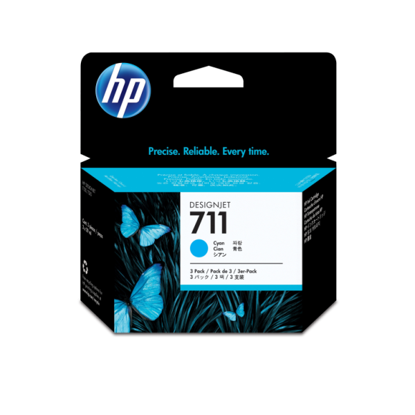 HP 711 3-pack 29-ml Cyan DesignJet Ink Cartridges cartucho de tinta 3 pieza(s) Original Rendimiento estándar