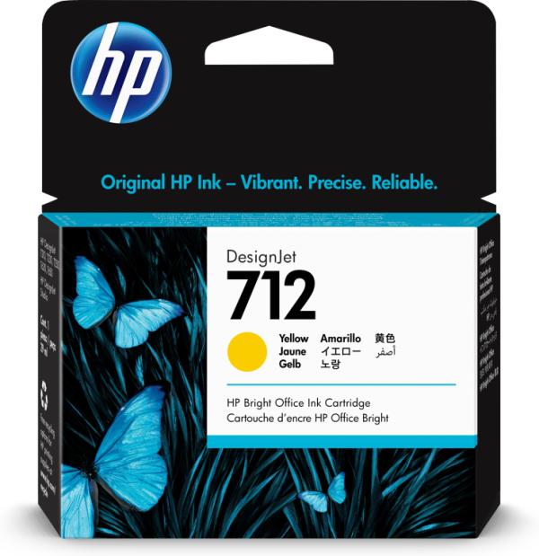 HP 712 29-ml Yellow DesignJet Ink Cartridge cartucho de tinta 1 pieza(s) Original Rendimiento estándar