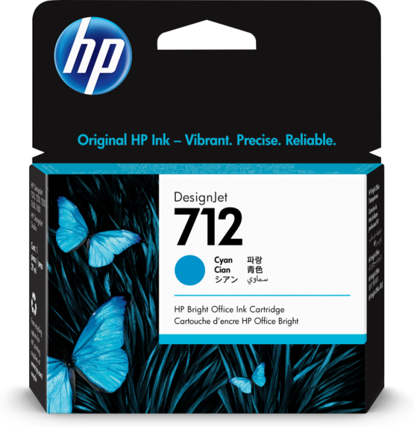 HP 712 29-ml Cyan DesignJet Ink Cartridge cartucho de tinta 1 pieza(s) Original Rendimiento estándar