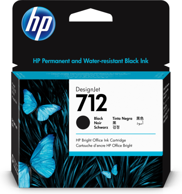 HP 712 80-ml Black DesignJet Ink Cartridge cartucho de tinta 1 pieza(s) Original Alto rendimiento (XL)