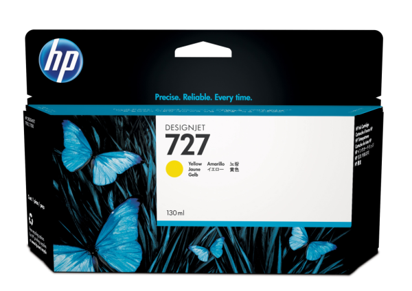 HP 727 130-ml Yellow DesignJet Ink Cartridge cartucho de tinta 1 pieza(s) Original Rendimiento estándar