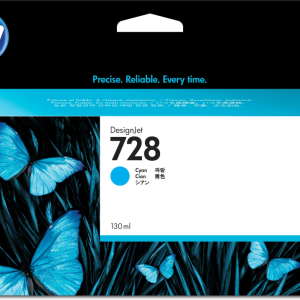 HP 728 130-ml Cyan DesignJet Ink Cartridge cartucho de tinta 1 pieza(s) Original Rendimiento estándar