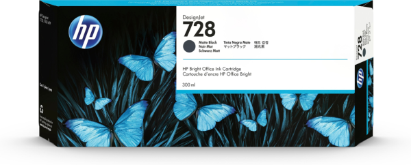 HP 728 300-ml Matte Black DesignJet Ink Cartridge cartucho de tinta 1 pieza(s) Original Alto rendimiento (XL)